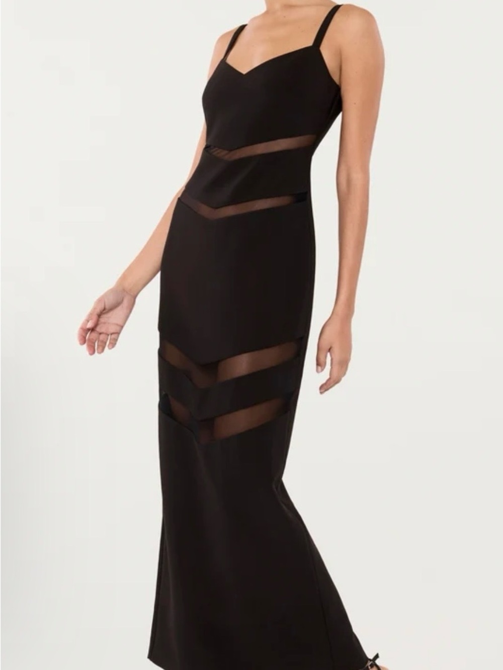 Likely Karro Black Sheer-Panel Maxi Dress